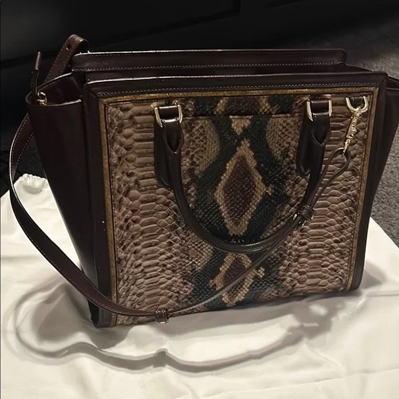 Brahmin Aubree - Savino Folklore- Brown Snake Print Women's Bag - Picture 13 of 16